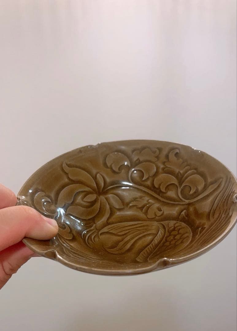 耀州窯刻花魚斗笠碗 唐物　茶道具 煎茶碗　中国古美術　骨董品　陶芸