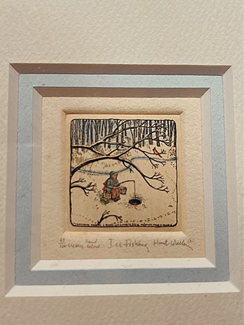 Ice Fishing エッチング 版画 Robert W. Weller