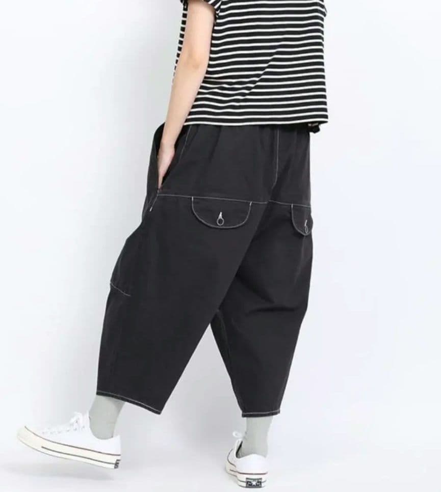 tumuguツムグ 顔料染フレンチドリル ティンカーパンツ ブラック