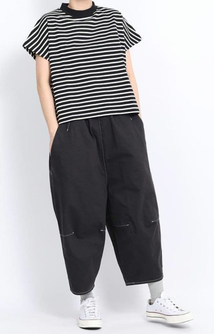 tumuguツムグ 顔料染フレンチドリル ティンカーパンツ ブラック