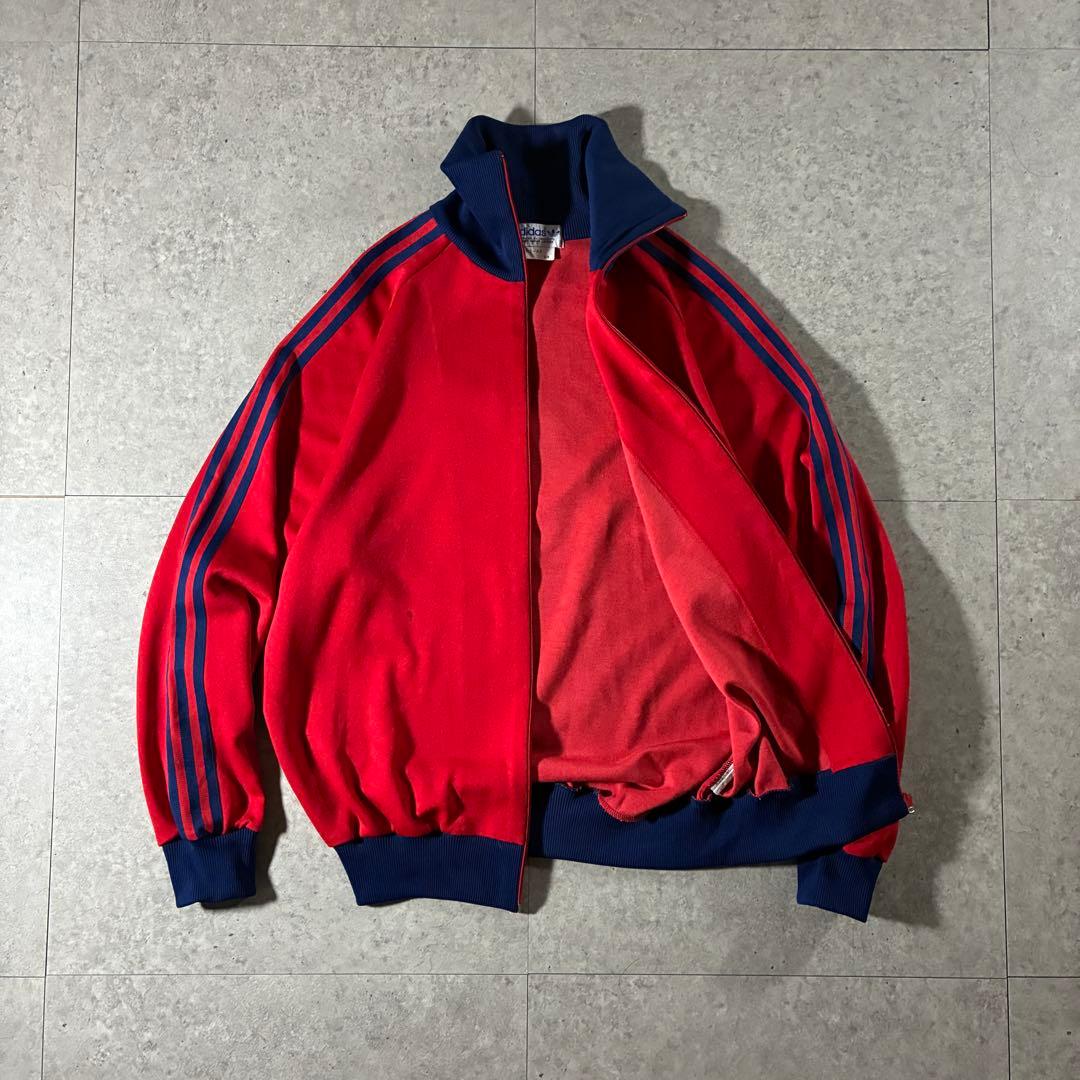 極美品6号 80sデサントadidasトラックジャケット西ドイツ赤ネイビー
