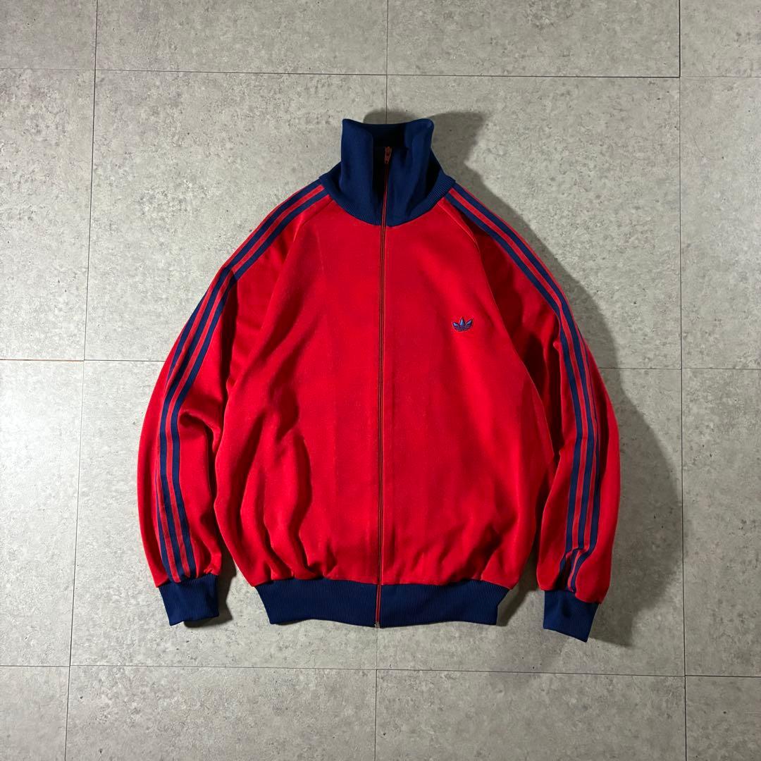 極美品6号 80sデサントadidasトラックジャケット西ドイツ赤ネイビー