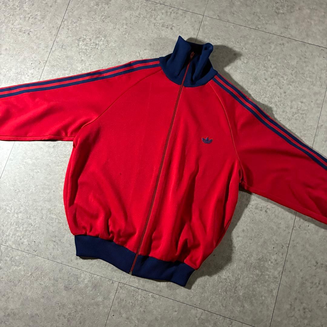 極美品6号 80sデサントadidasトラックジャケット西ドイツ赤ネイビー