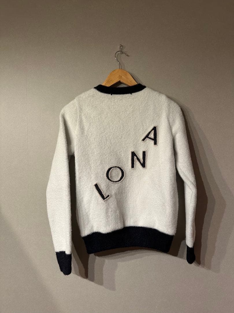 ロゴジャガード×パール バイカラー プルオーバーニット セットアップ