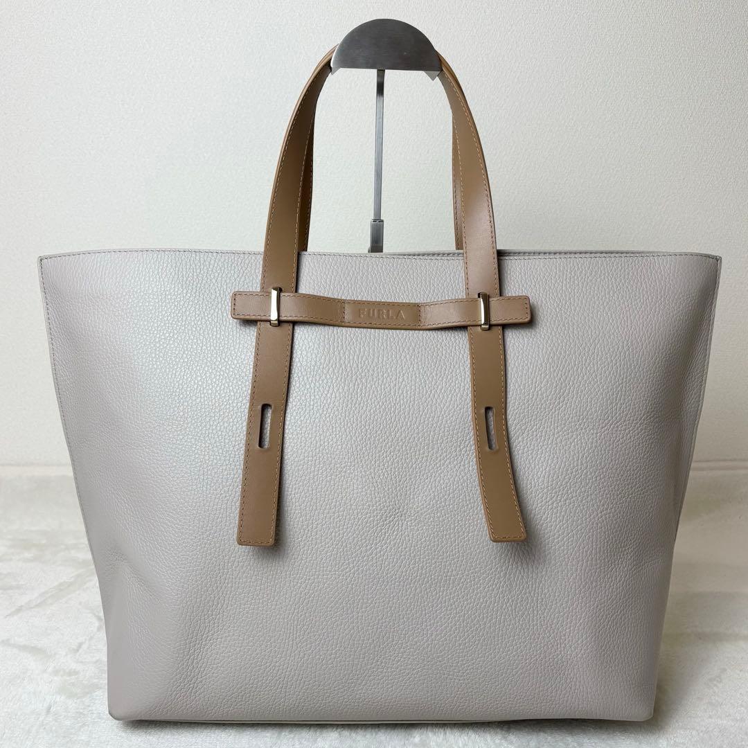【美品✨/希少】FURLA ジョーヴェトートバッグ 革 ベージュ ギャランティー