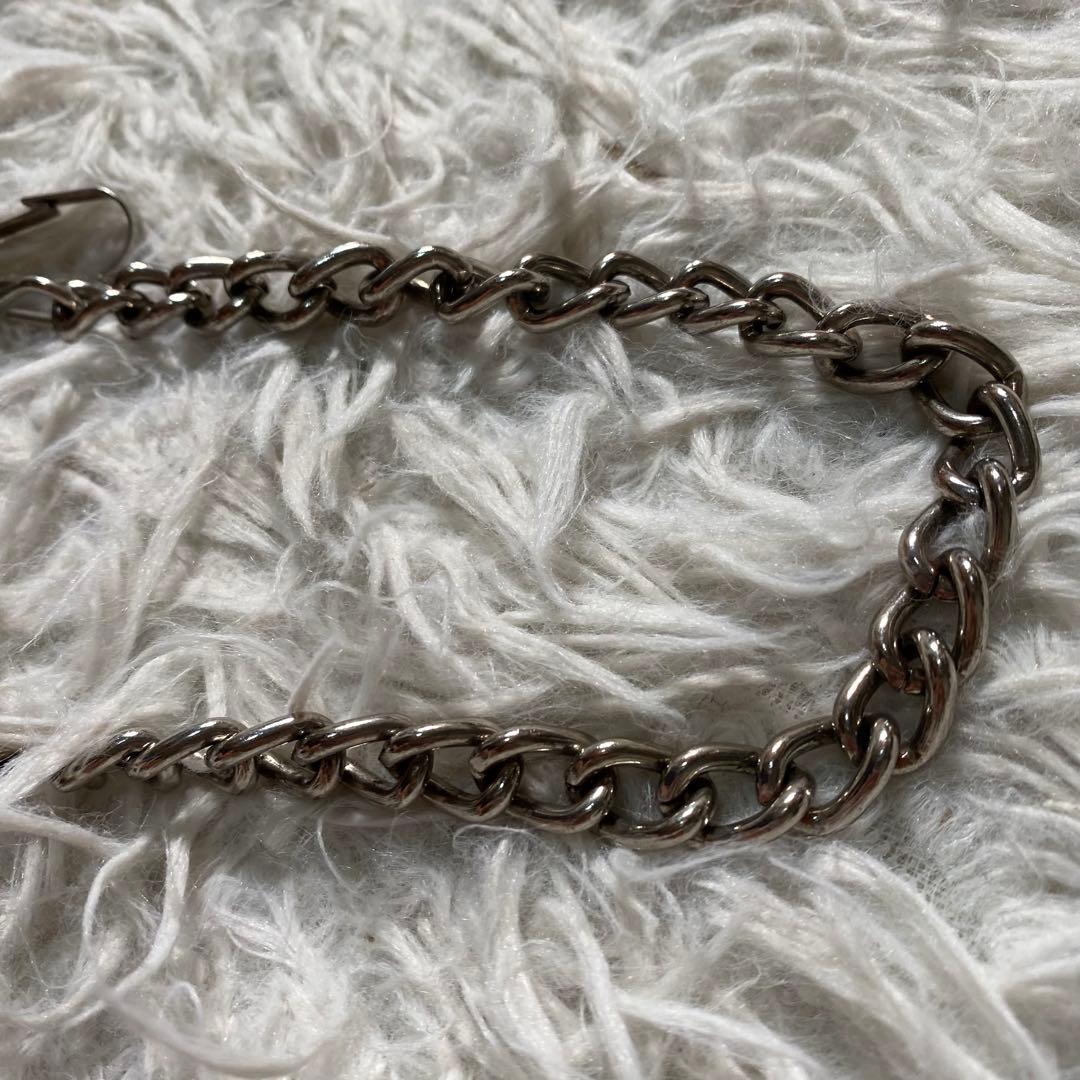 【良品】エイチティーシー　ウォレットチェーン　フラワースタッズ　ビジュー　レザー