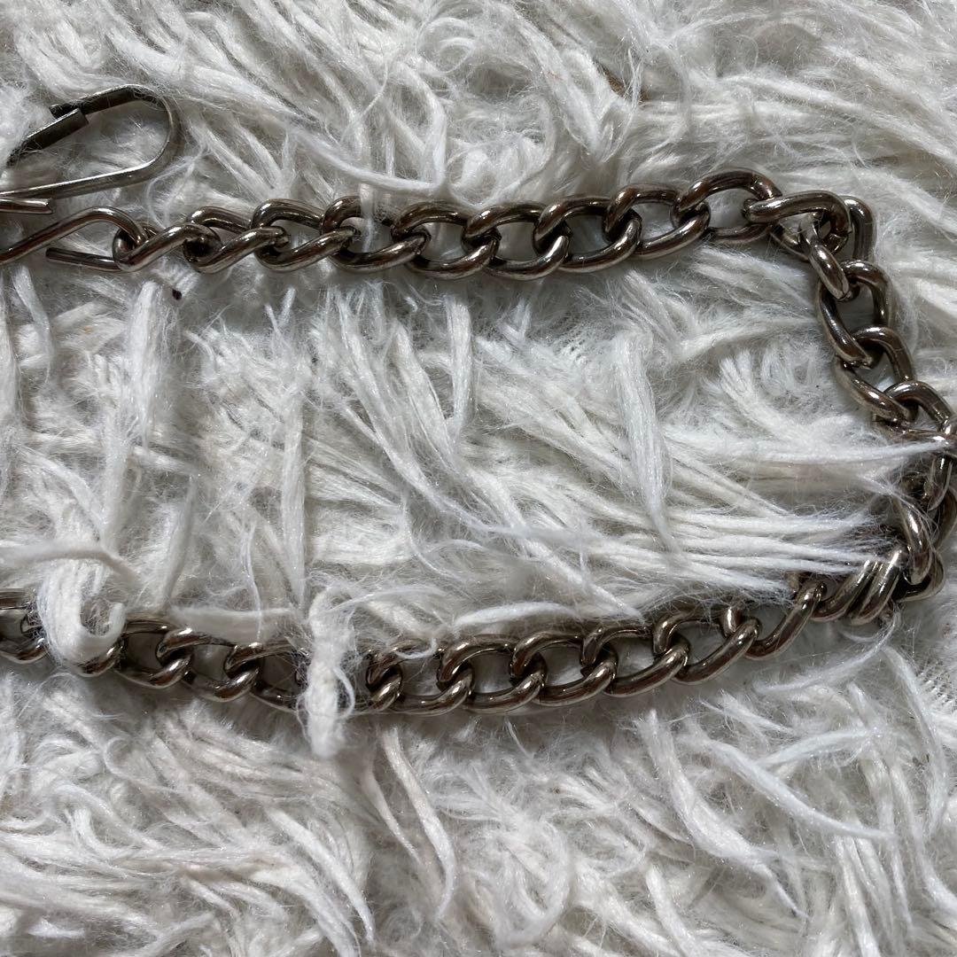 【良品】エイチティーシー　ウォレットチェーン　フラワースタッズ　ビジュー　レザー