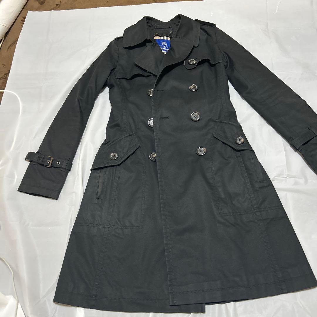 バーバリー 希少サイズ40 L トレンチコート ロング丈 ノバチェック ブラッ