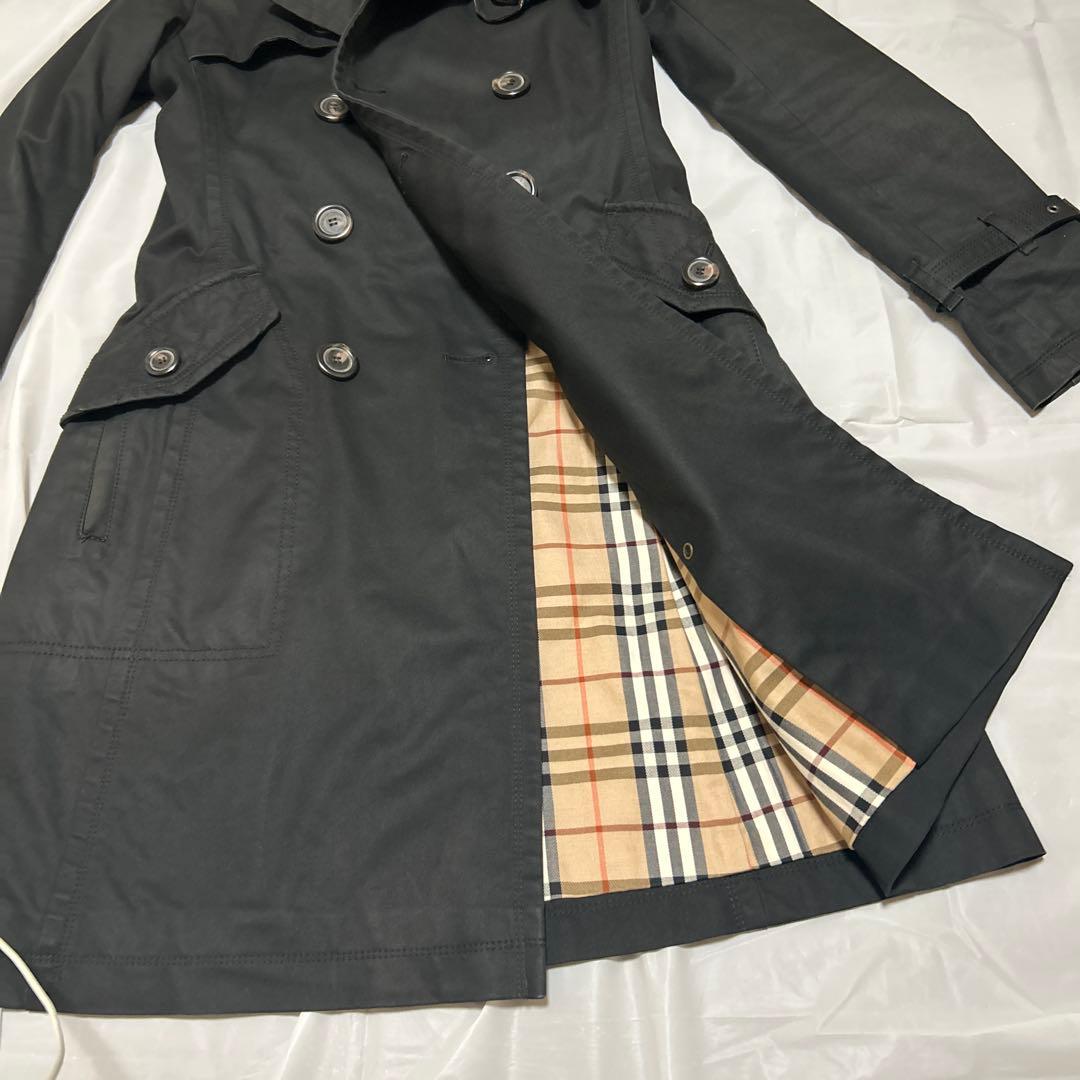 バーバリー 希少サイズ40 L トレンチコート ロング丈 ノバチェック ブラッ