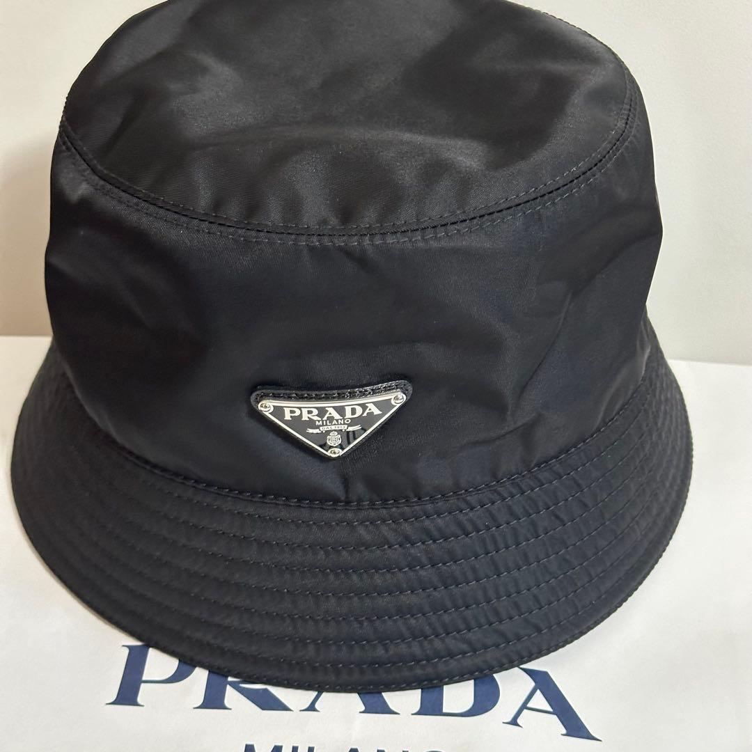 美品 PRADA バケットハット ナイロン XL ブラック