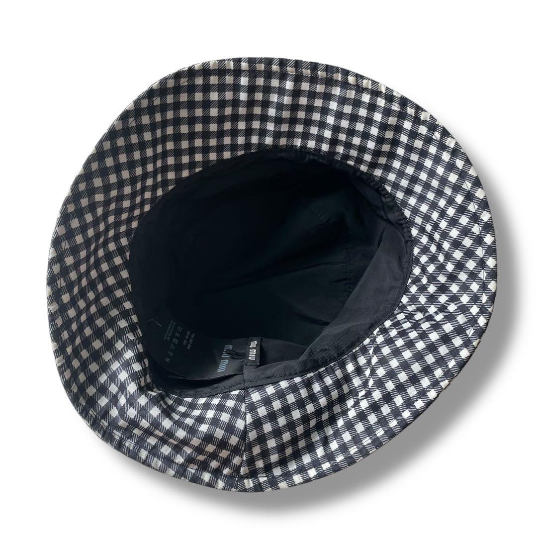 未使用品 MIU MIU シルク使用 チェック柄 バケットハット size M