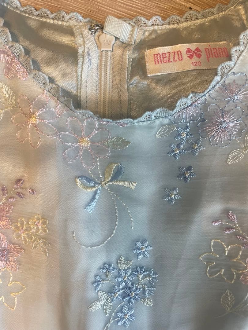 mezzo piano 水色 刺繍ドレス 120cm