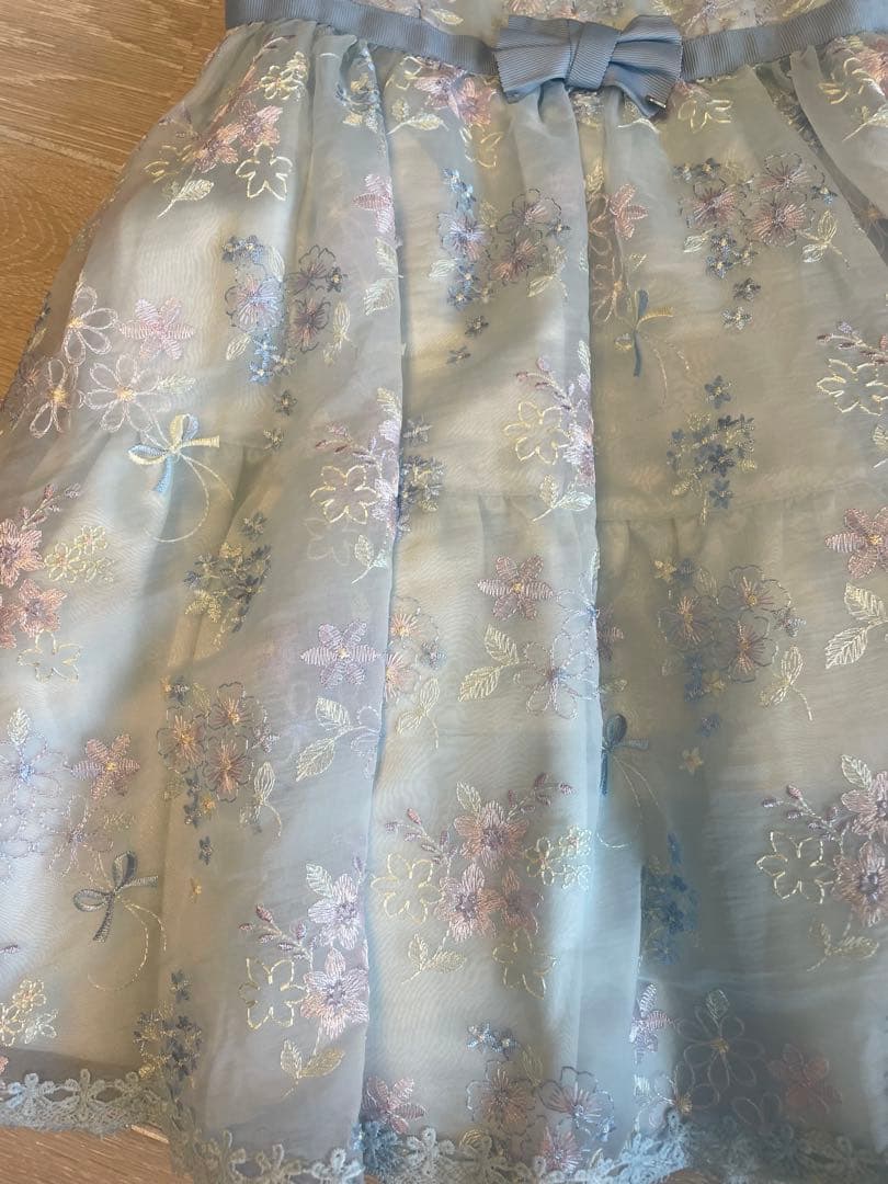 mezzo piano 水色 刺繍ドレス 120cm