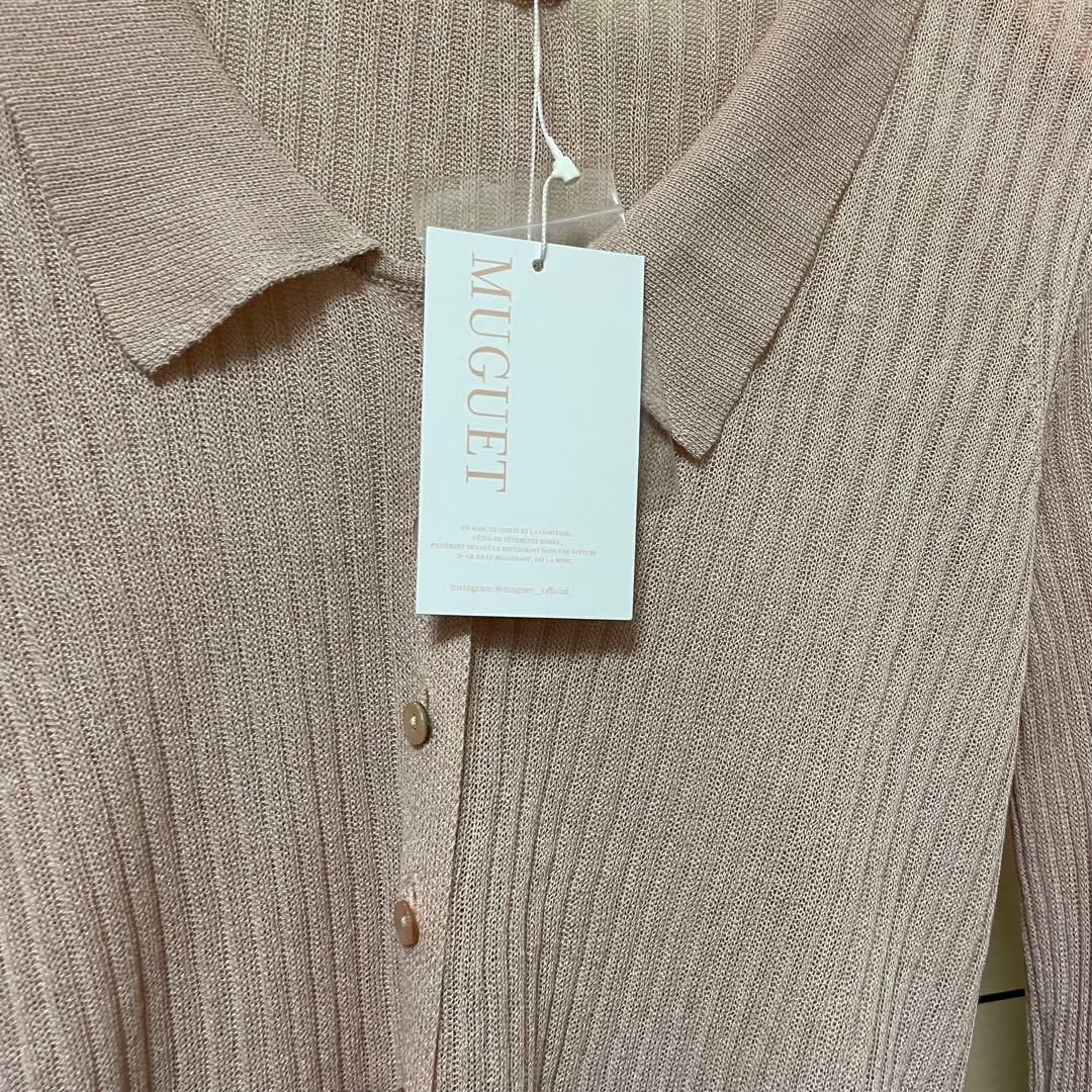 muguet uv cut polo knit ピンクベージュ