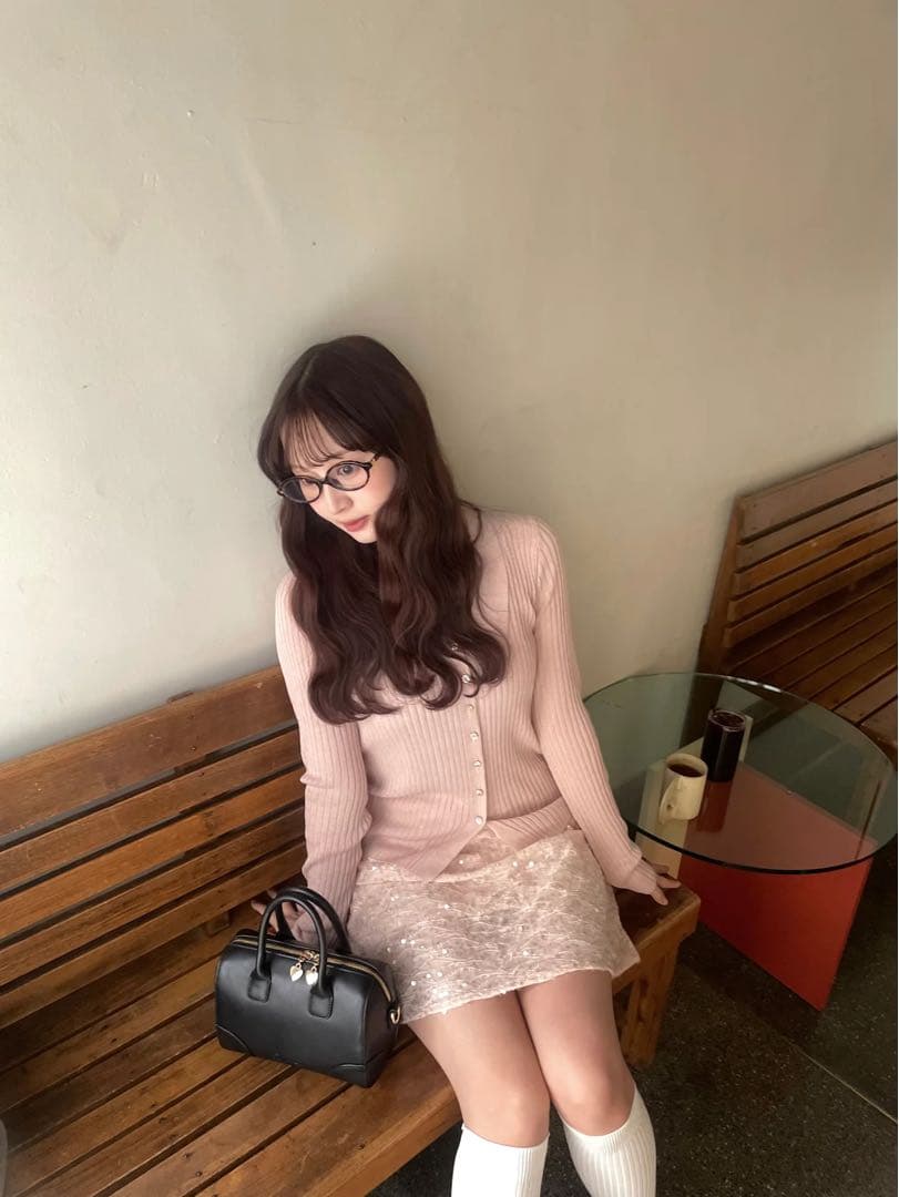 muguet uv cut polo knit ピンクベージュ