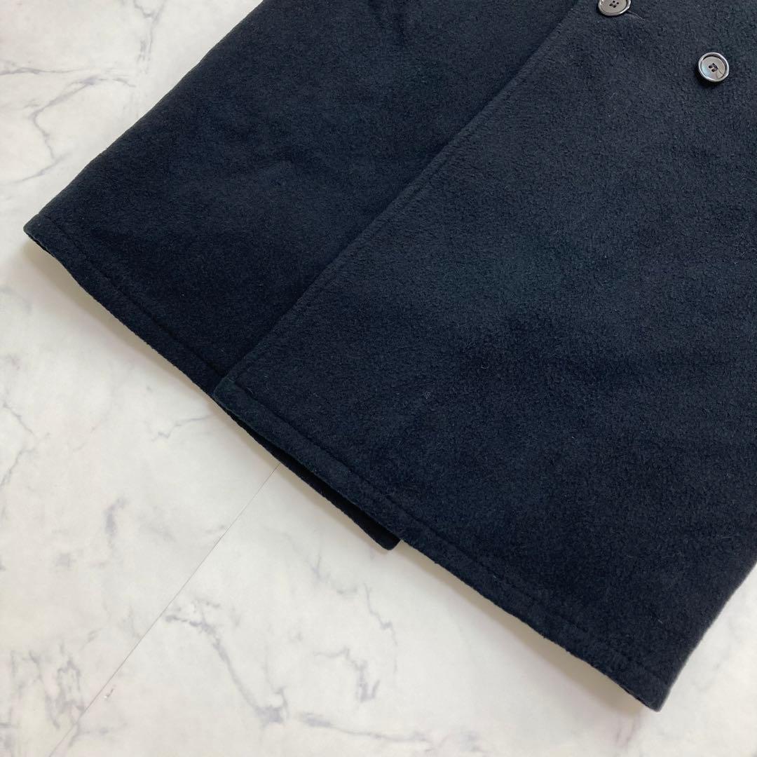 希少 Schott メルトンウール ロングコート ダブルブレスト 40 ブラック