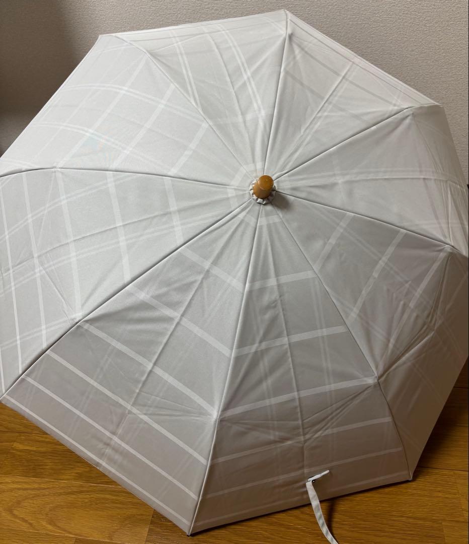 サンバリア100 2段折 折りたたみ チェック ホワイト 木曲がり手元