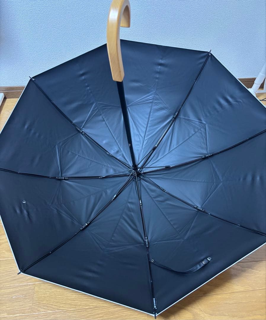 サンバリア100 2段折 折りたたみ チェック ホワイト 木曲がり手元