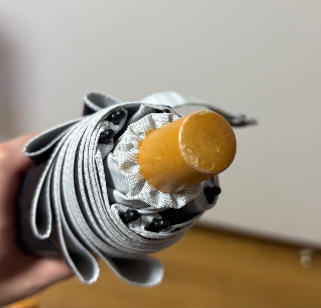 サンバリア100 2段折 折りたたみ チェック ホワイト 木曲がり手元