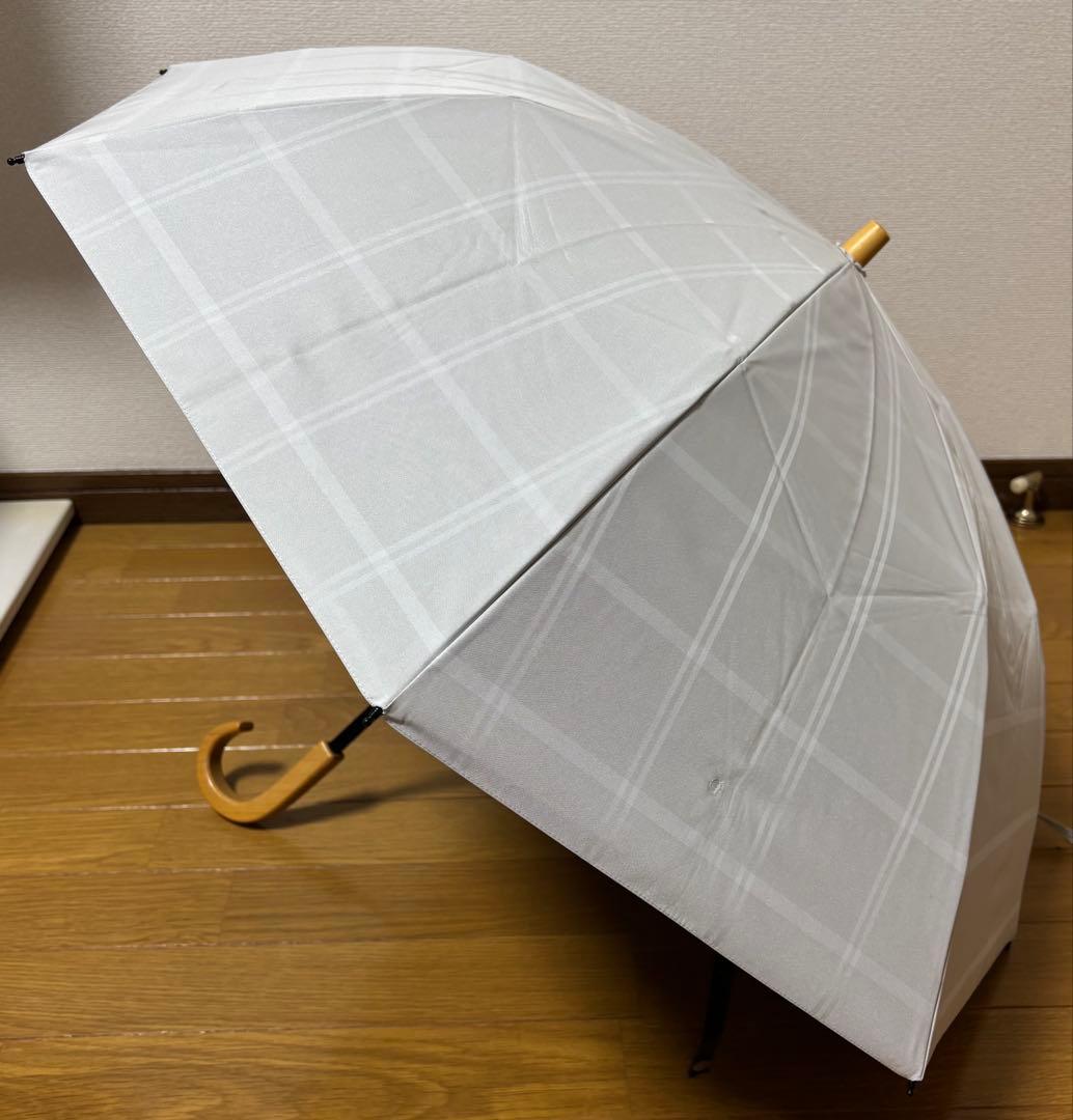 サンバリア100 2段折 折りたたみ チェック ホワイト 木曲がり手元