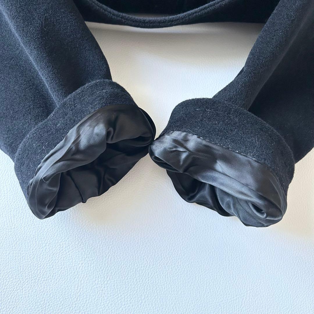 3063y美品 マックスマーラ 銀タグ アンゴラロングコート 黒 大きいサイズ