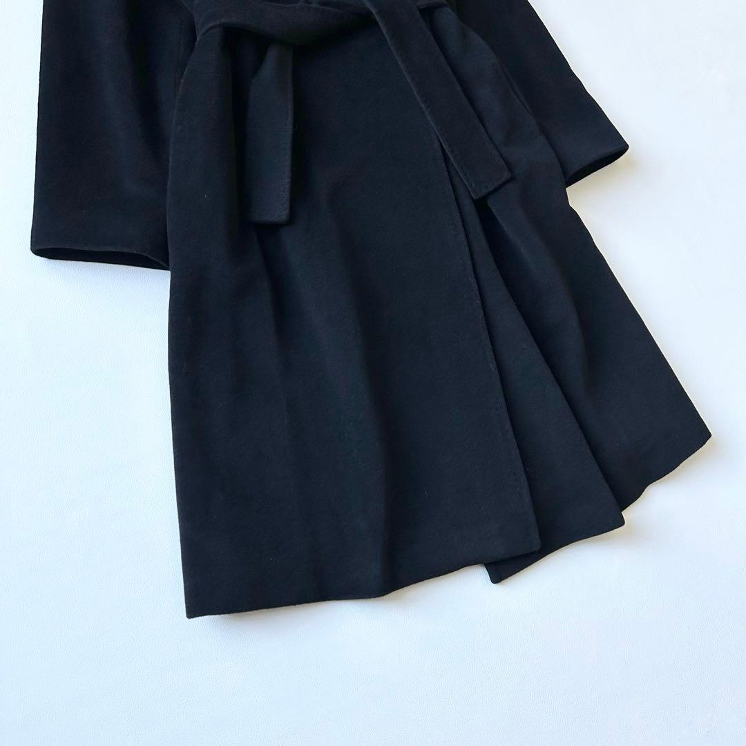 3063y美品 マックスマーラ 銀タグ アンゴラロングコート 黒 大きいサイズ