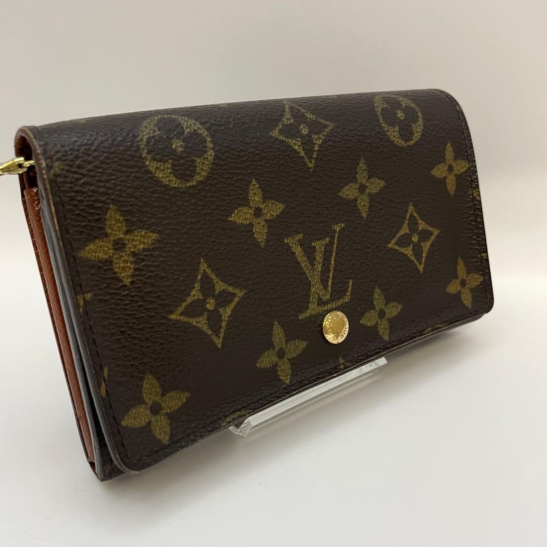 ルイヴィトン　折り財布　ブラウン　L字ファスナー　トレゾール　茶色