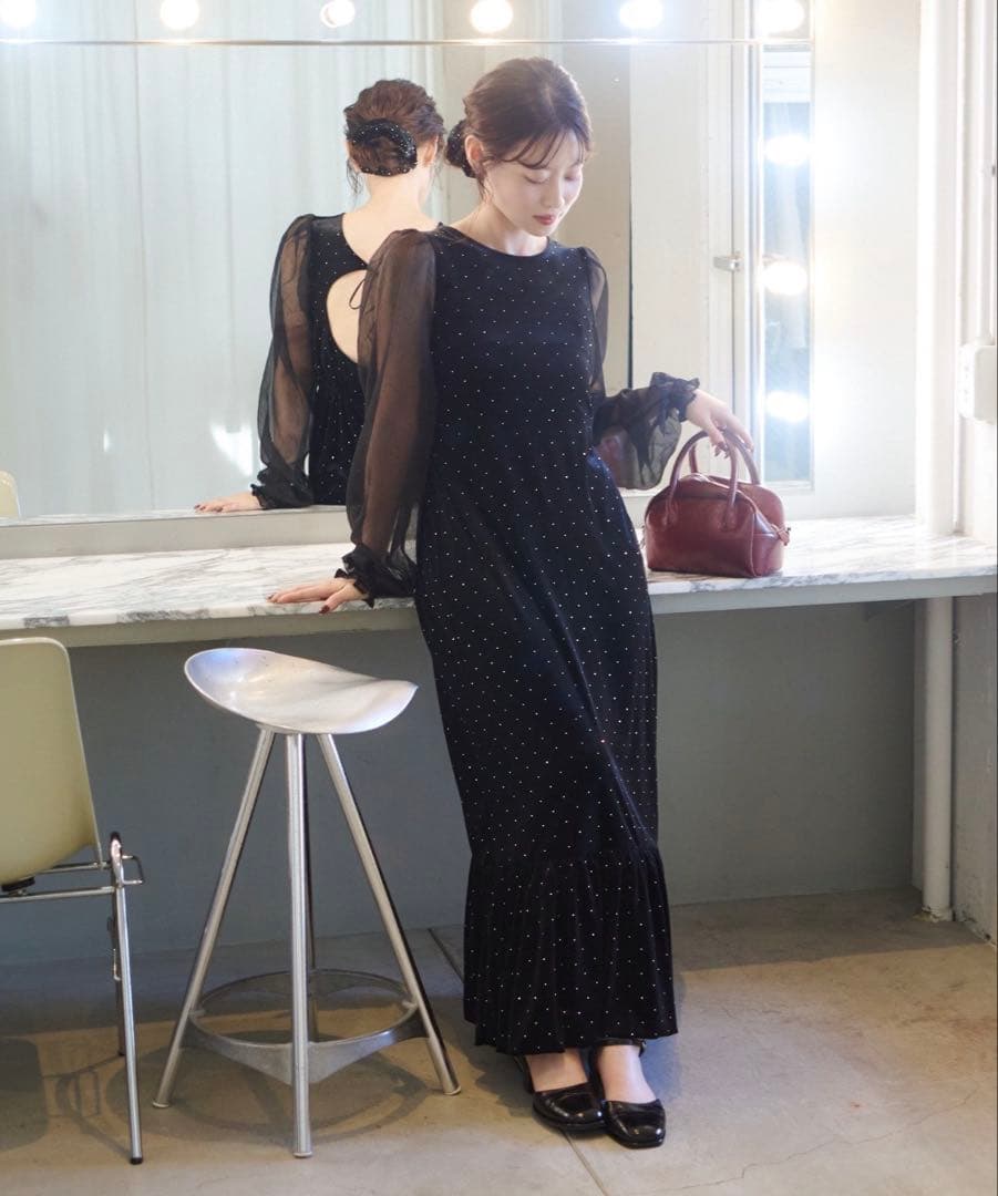 Kastane 【結婚式/オケージョン】ベロアスタッズワンピース