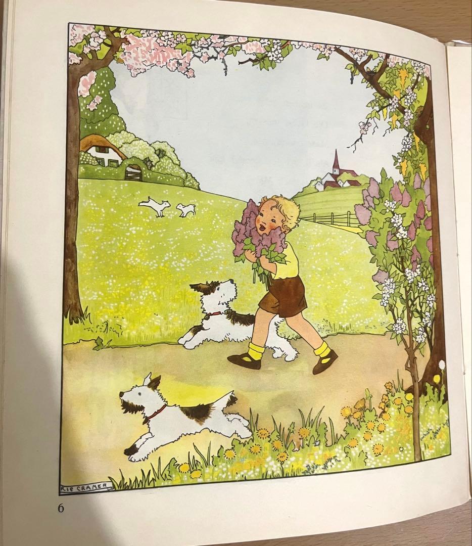 No.372希少 アンティーク 古書 洋書 絵本 児童書 オランダ　童謡