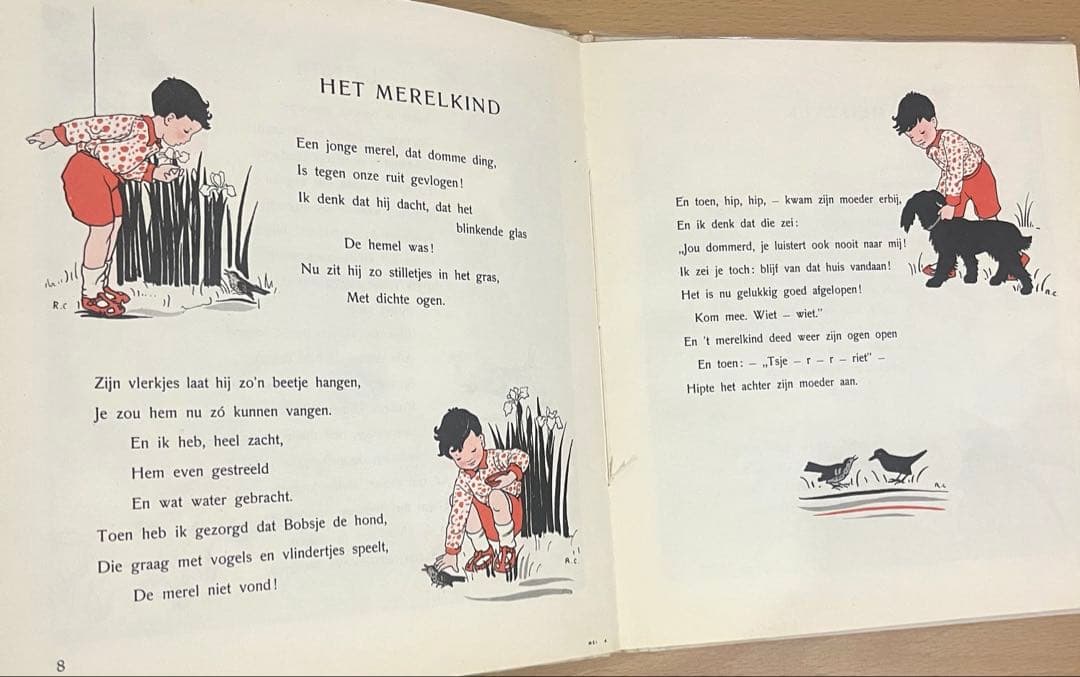 No.372希少 アンティーク 古書 洋書 絵本 児童書 オランダ　童謡