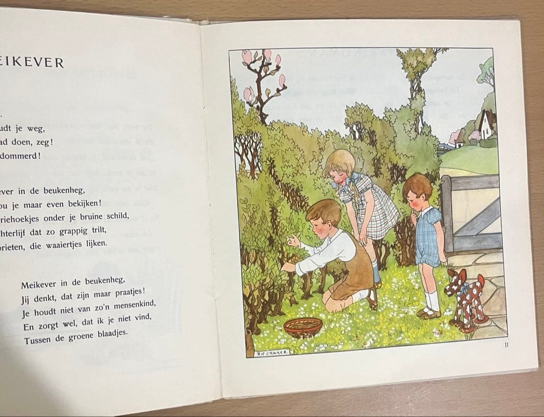 No.372希少 アンティーク 古書 洋書 絵本 児童書 オランダ　童謡