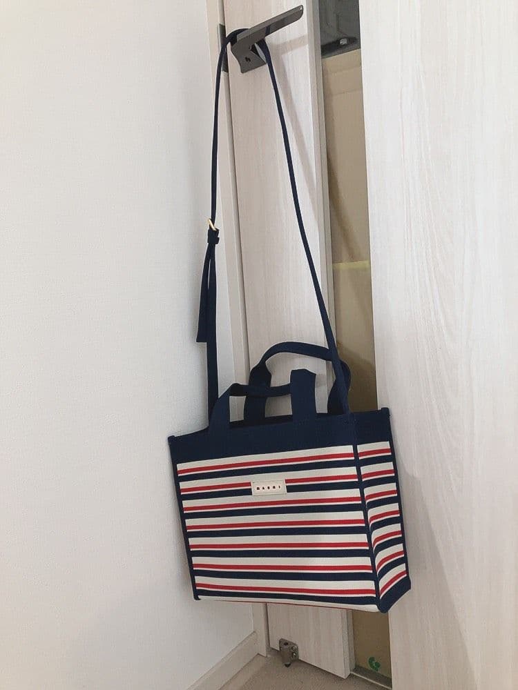 美品　MARNI マルニ　ジャガード　ボーダー　ハンドトートショルダーバッグ