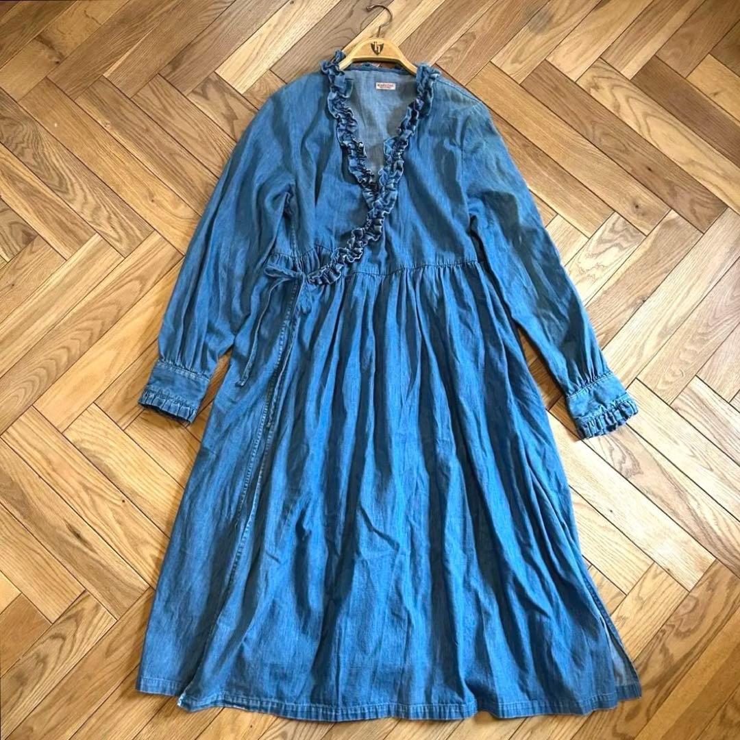 KAPITAL キャピタル 5-5ozデニム フリルカシュクール ワンピース