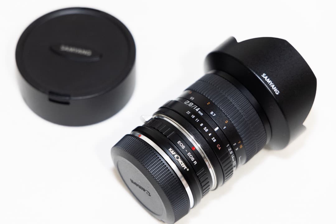 ☆美品☆EF→RFアダプター付き☆SAMYANG 14mm F2.8