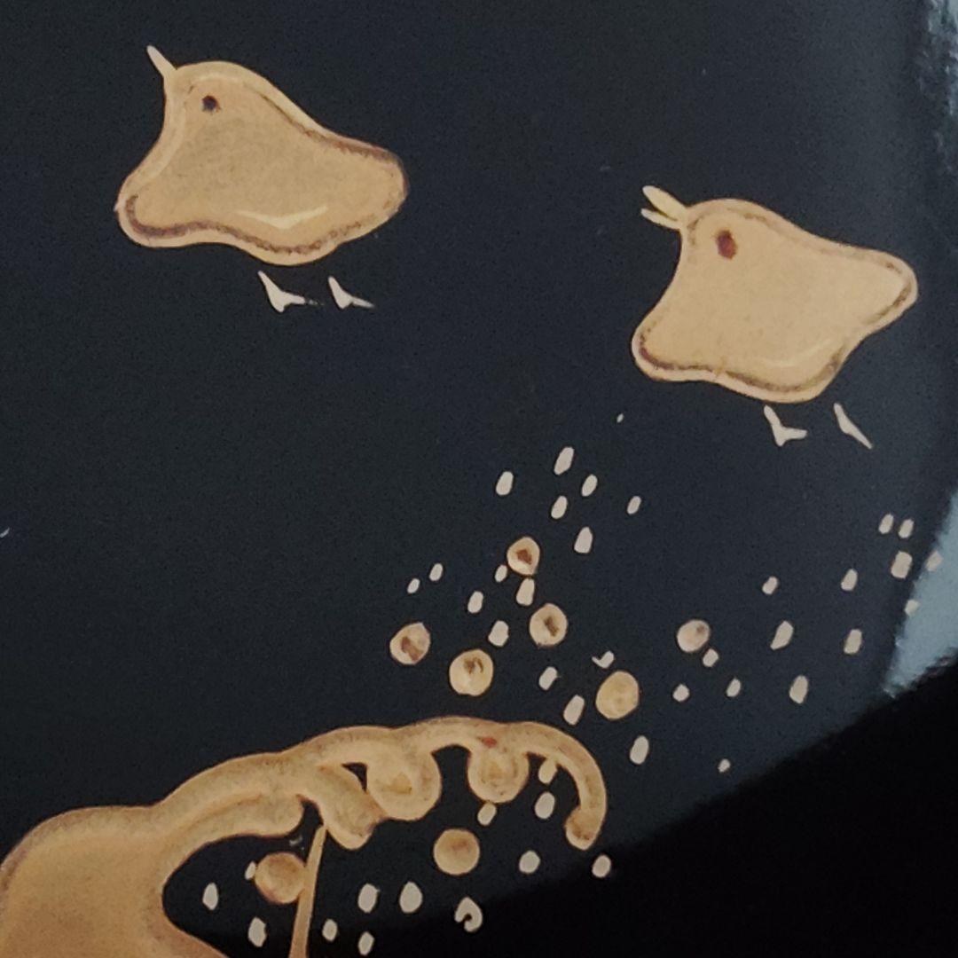 明治 骨董 輪島塗 木製 金蒔絵 波 千鳥 蓋付 吸物椀 アンティーク 元箱蓋無