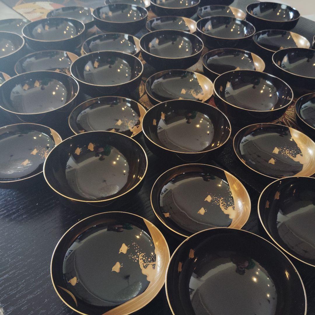 明治 骨董 輪島塗 木製 金蒔絵 波 千鳥 蓋付 吸物椀 アンティーク 元箱蓋無