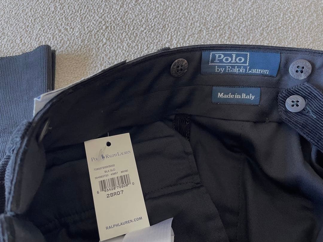 新品タグ付き RALPH LAURENコーデュロイパンツ　ブラック　イタリア製