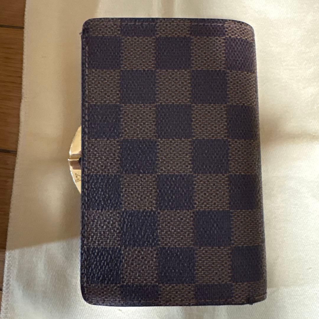 チェック柄レザー二つ折り財布