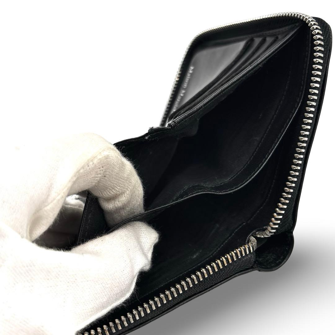 美品】Margiela　メゾンマルジェラ レザー ラウンドファスナー 財布　黒