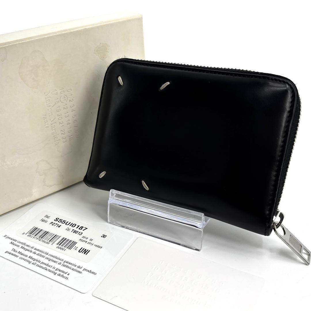 美品】Margiela　メゾンマルジェラ レザー ラウンドファスナー 財布　黒