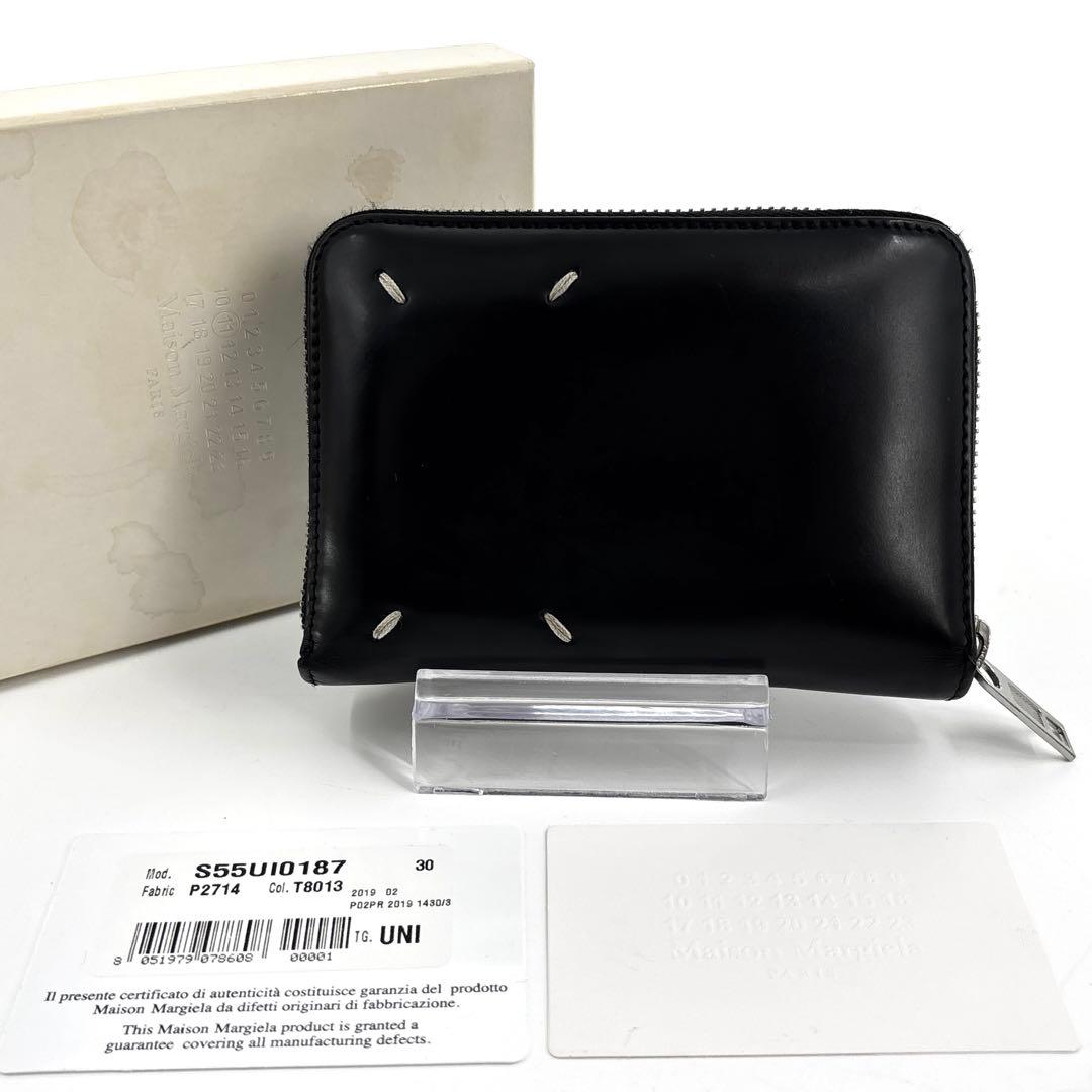 美品】Margiela　メゾンマルジェラ レザー ラウンドファスナー 財布　黒