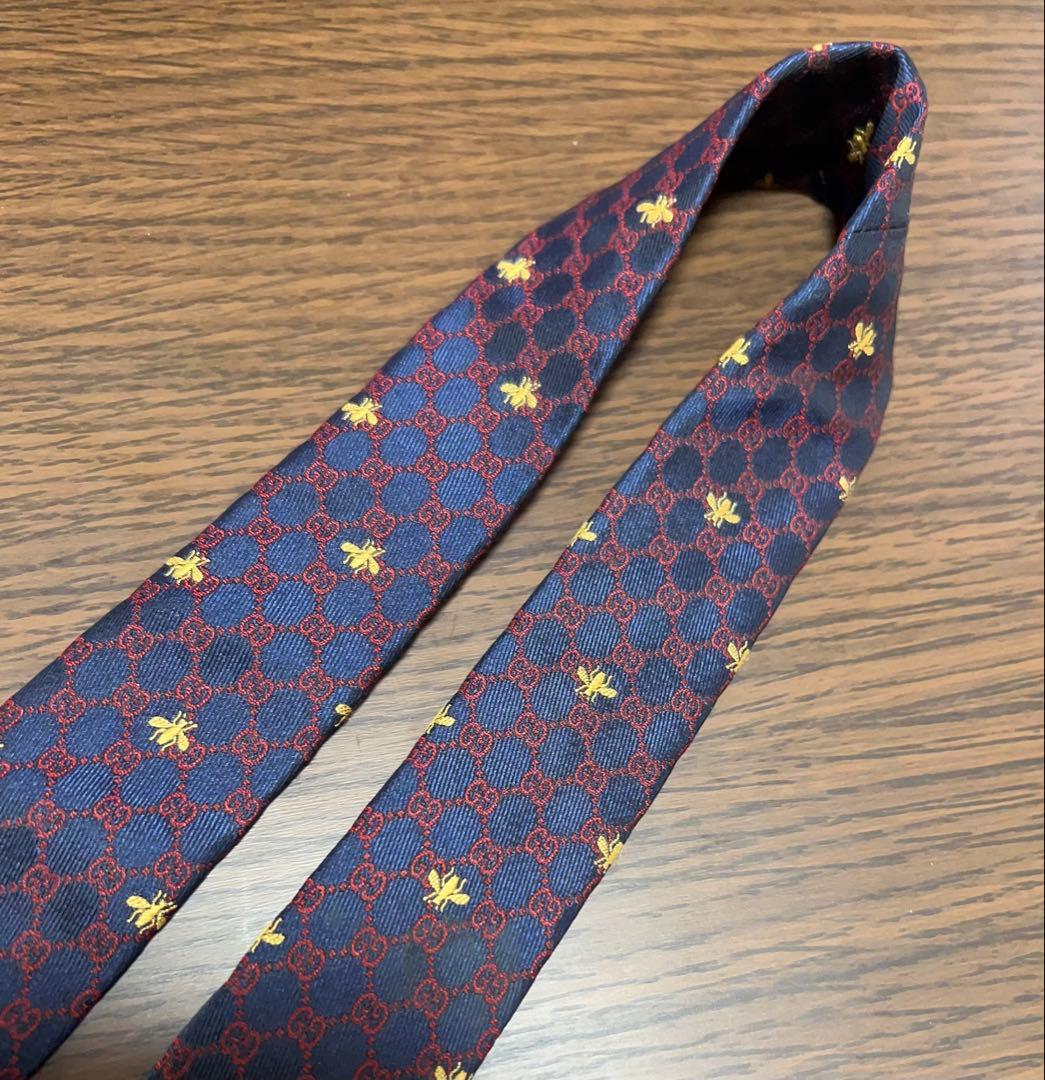 極美品 GUCCI ネクタイ GG柄 ビー総柄 ジャガード