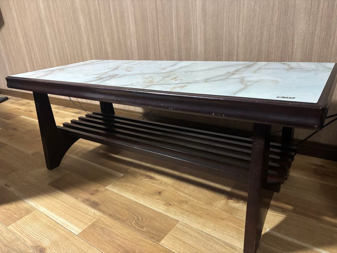 オールドカリモク ローテーブル センターテーブル 大理石調 ヴィンテージ