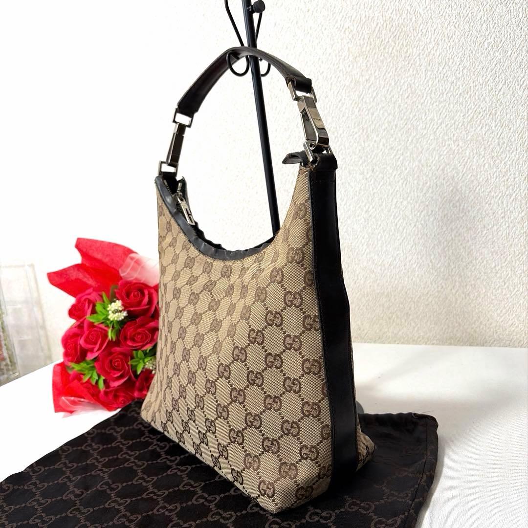 GUCCI グッチ GG柄 キャンパス×レザー ワンショルダーバッグ