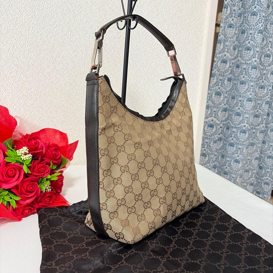 GUCCI グッチ GG柄 キャンパス×レザー ワンショルダーバッグ