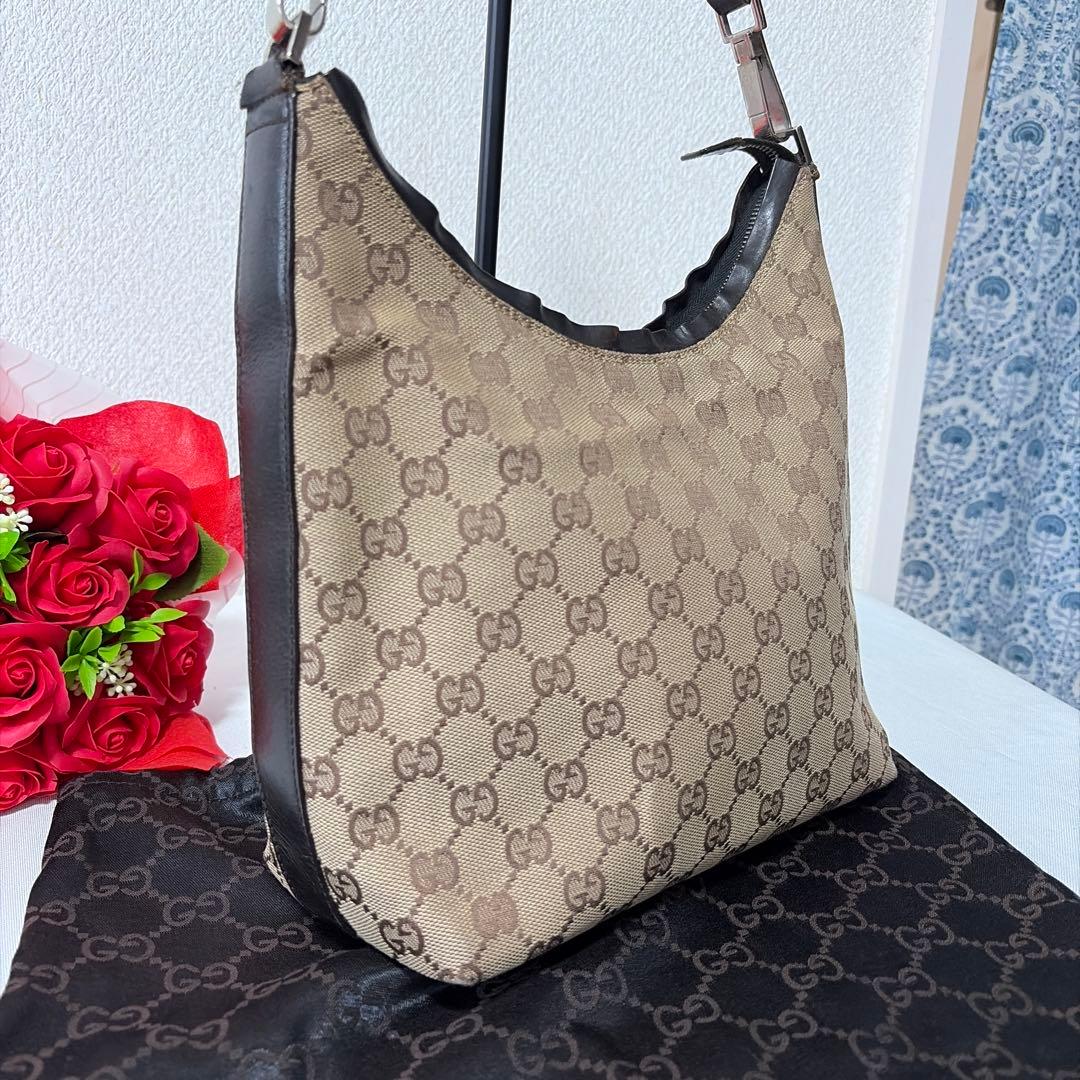 GUCCI グッチ GG柄 キャンパス×レザー ワンショルダーバッグ