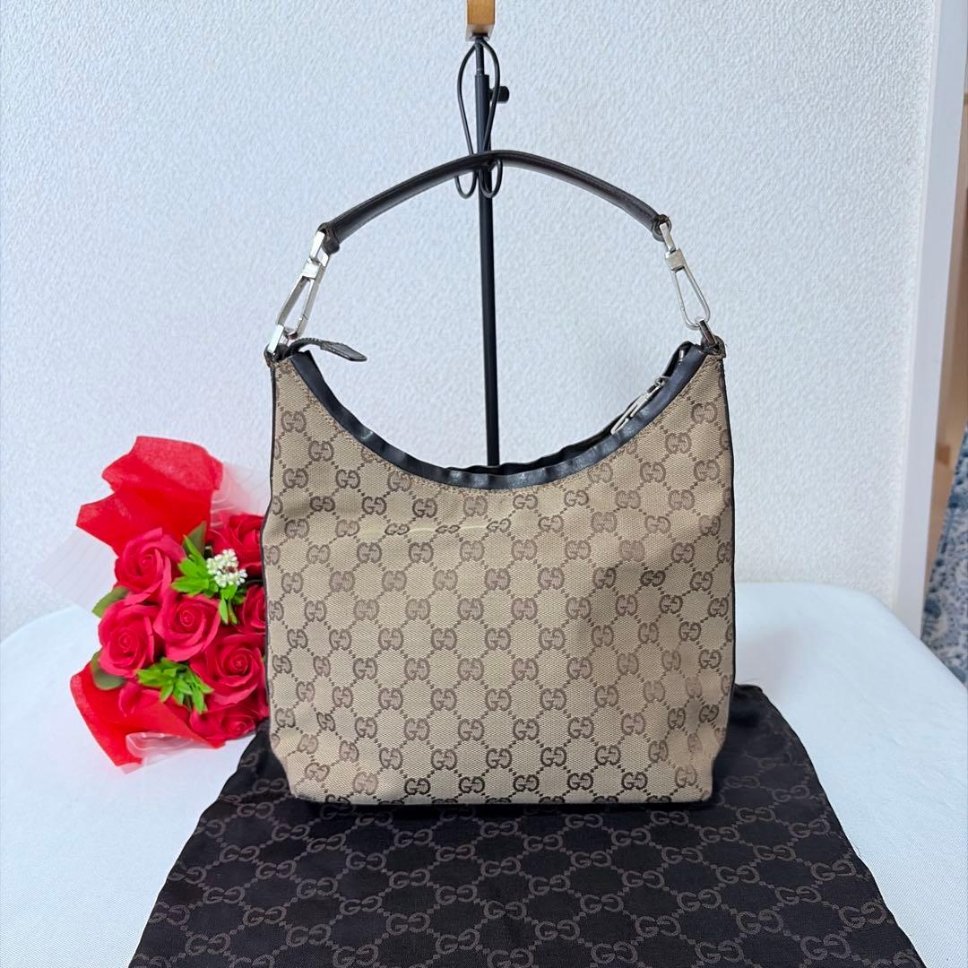GUCCI グッチ GG柄 キャンパス×レザー ワンショルダーバッグ