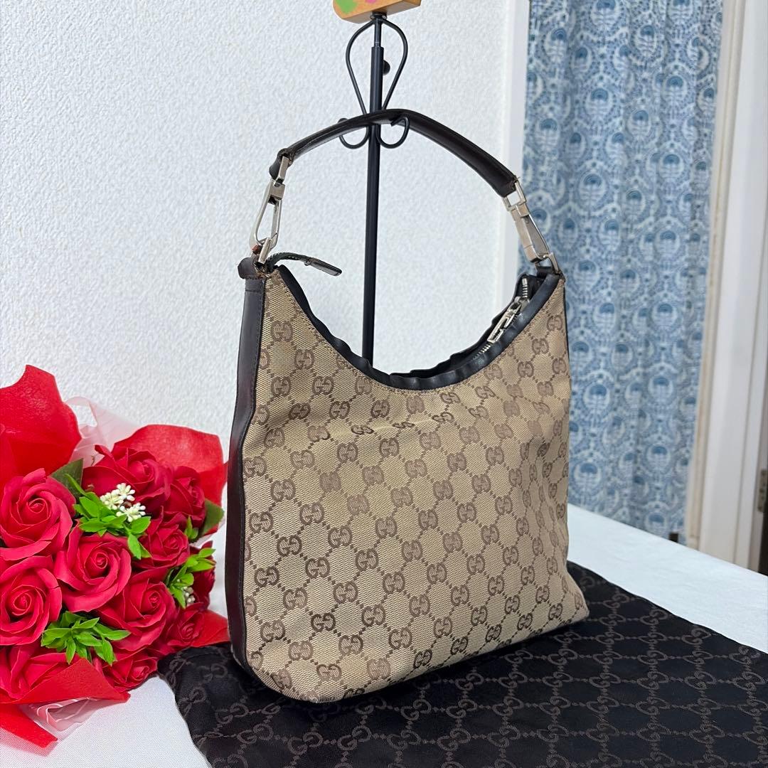 GUCCI グッチ GG柄 キャンパス×レザー ワンショルダーバッグ