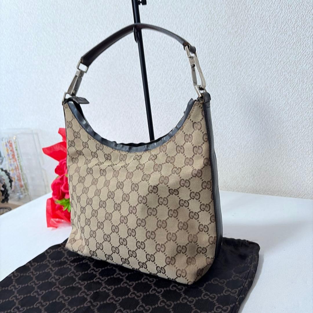 GUCCI グッチ GG柄 キャンパス×レザー ワンショルダーバッグ