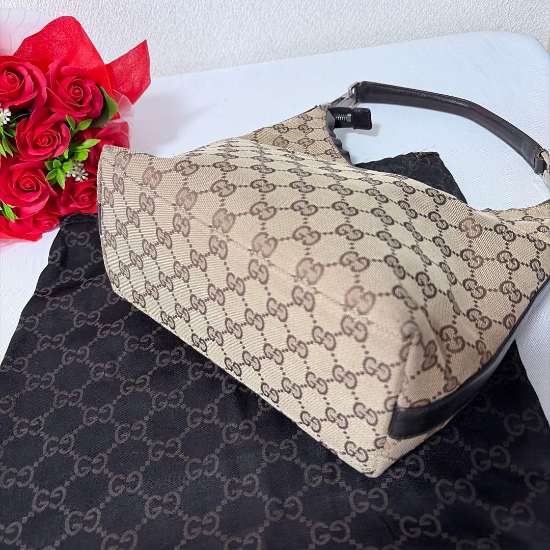 GUCCI グッチ GG柄 キャンパス×レザー ワンショルダーバッグ